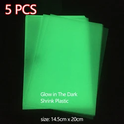 5Pcs Luminous Shrink Plastic Sheet DIY Handmade Glow in The Dark Fluorescent Heat Shrink Sheet Tool Arts Craft 14.5x20cm