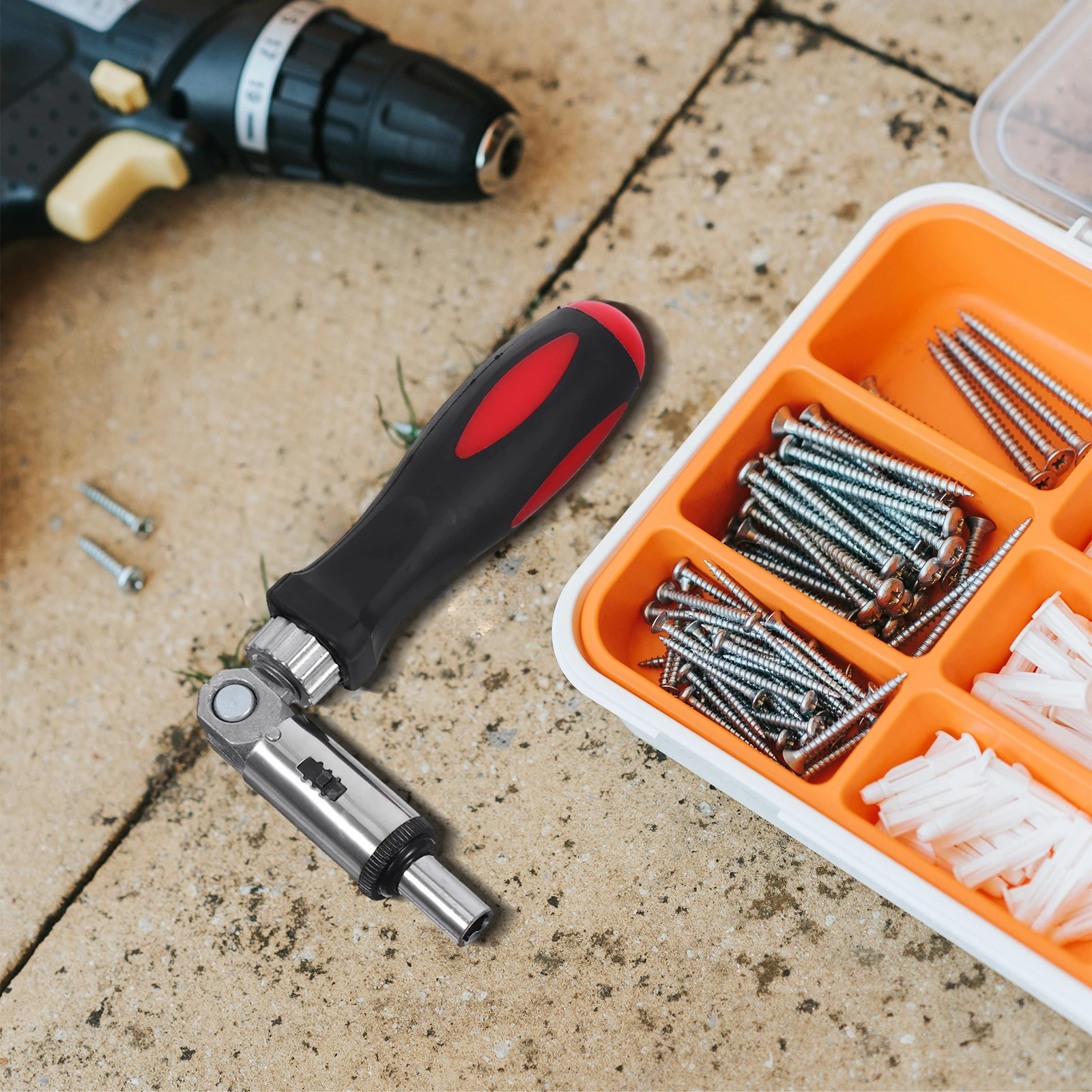 

Multi Function Ratchet Screwdriver With Variable Angle Of 0-180 Degree And 1/4 Inch Inner Hexagonal Interface