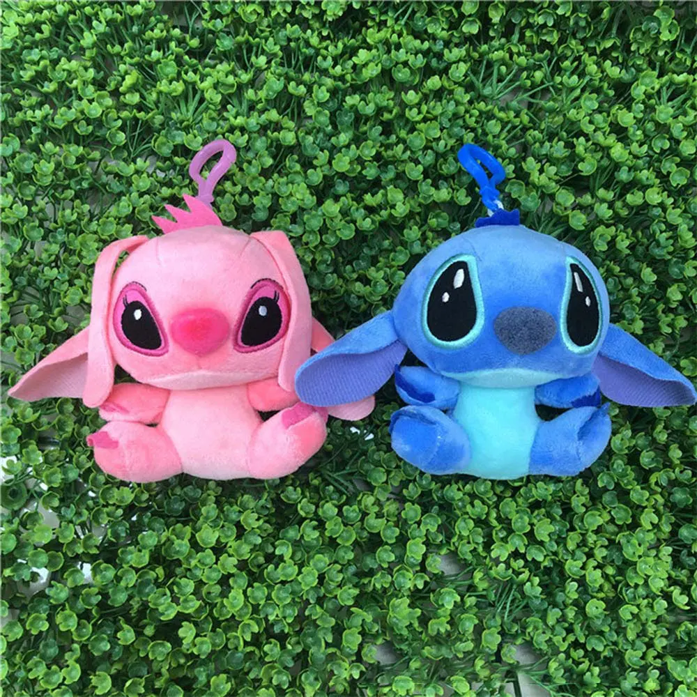 10cm kawaii Disney Stitch pluszowe lalki brelok śliczny anioł Stitch Spouse nadziewane pluszowe zabawki wisiorek prezent urodzinowy dla dzieci