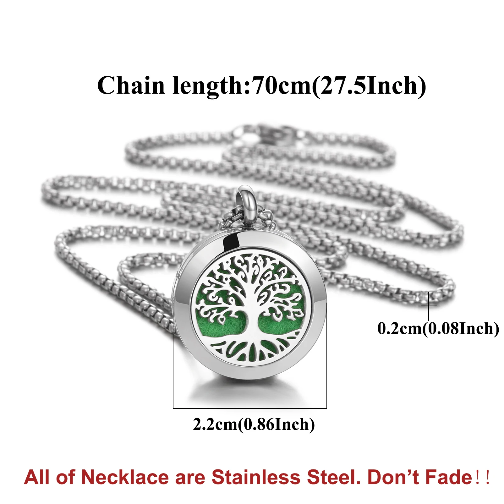 Tree of Life Aromatherapy Necklace Stainless Steel Aroma Diffuser Necklace Open Locket Aromatherapy Jewelry Pendant Necklaces