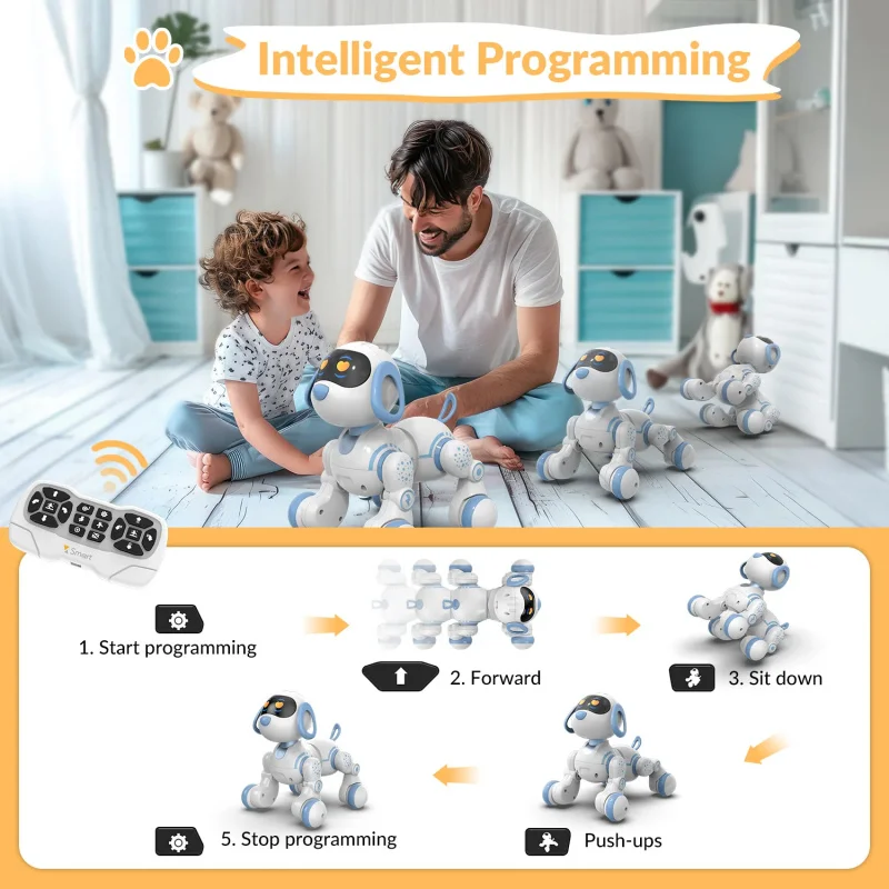 Divertente RC Robot Cane elettronico Stunt Dog Comando vocale Touch-sense Musica Canzone Robot Dog per ragazzi Ragazze Giocattoli per bambini 18011