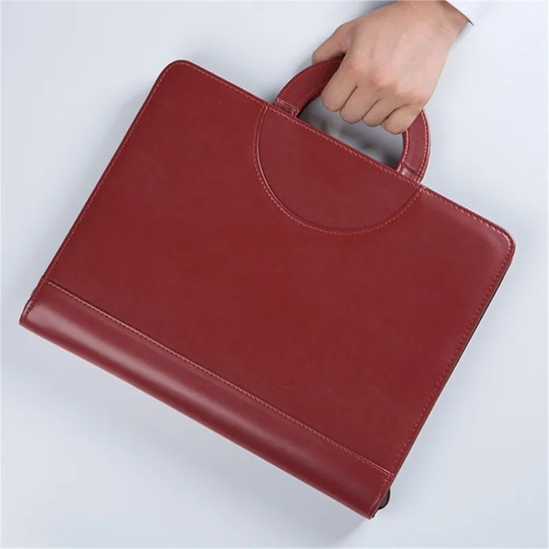 

black brown business zipper PU leather portfolio a4 documents folder cases manager bag Tablet PC mobile padfolio binder