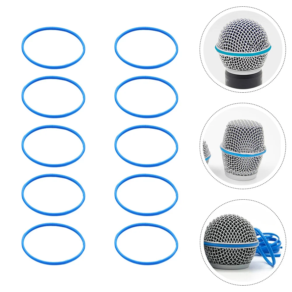 

10 Pcs Wireless Microphones Mesh Rubber Ring Rings Grille for DIY Protectors Blue Professional Ktv Supplies