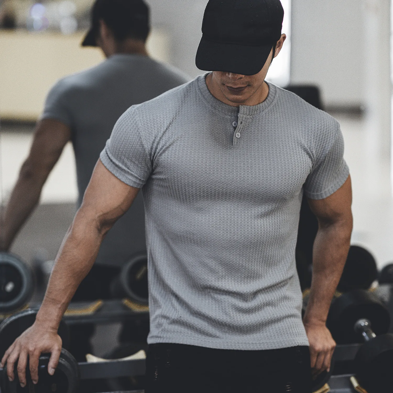 Summer New muscle men's T-shirt High quality sports leisure running fitness exercise quick dry elastic short-sleeved T-shirt