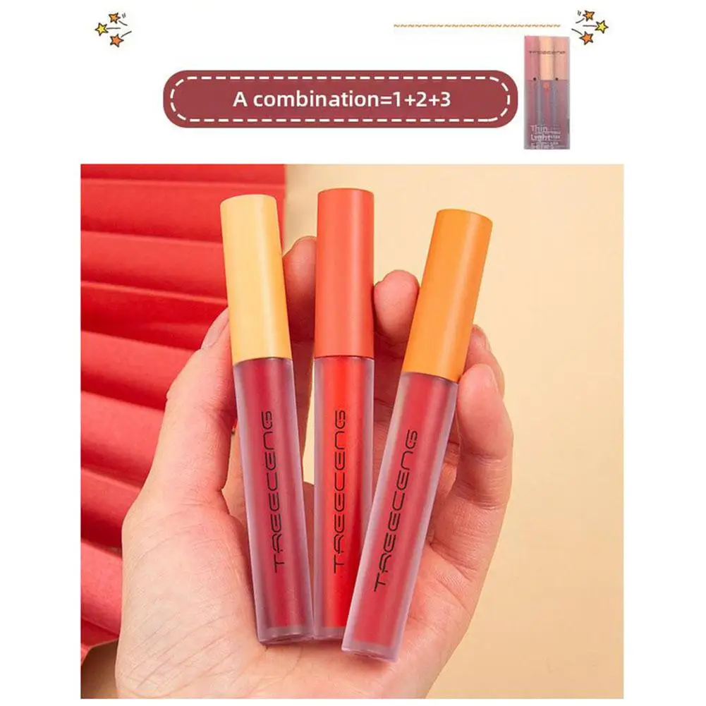 3 Stuks Matte Fluwelen Lipgloss Langdurige Hydraterende Tint Lippenstift Met Fruitige Sappige Vochtige En Levendige Kleuring