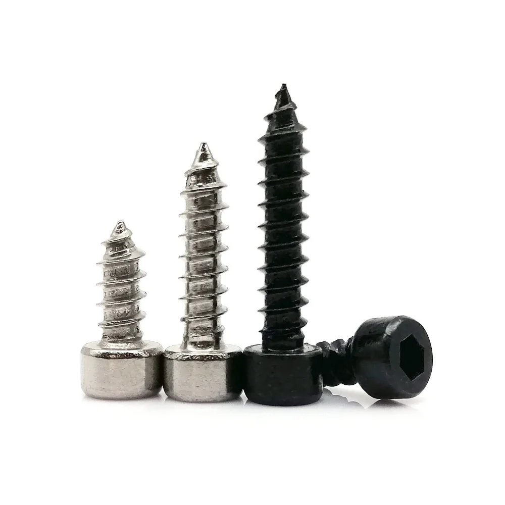 

Black Carbon Steel / 304 Stainless Steel Allen Hex Hexagon Socket Cap Round Head Wood Self Tapping Screw M2 - M6