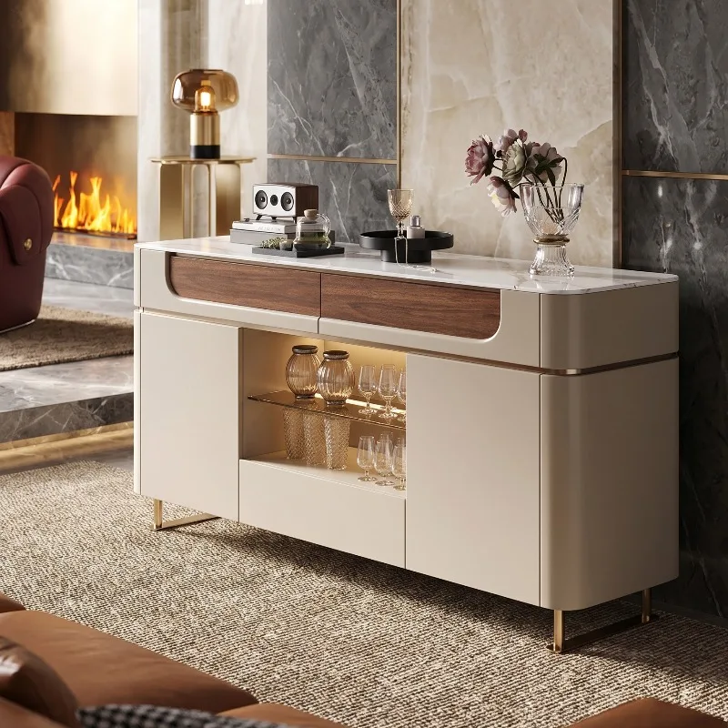 Italian minimalist microcrystalline stone dining side cabinet, restaurant household storage cabinet