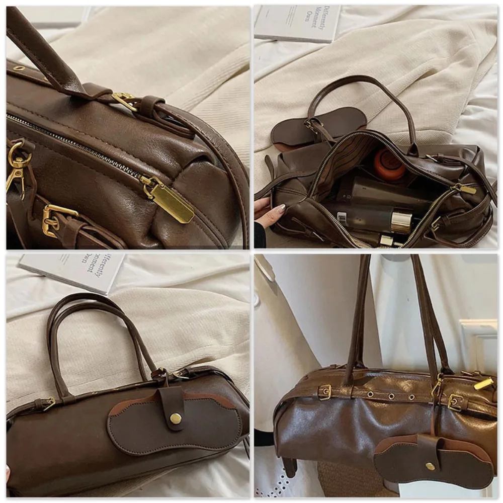 الرجعية بو الجلود تحت الإبط حقيبة سعة كبيرة حزام مشبك حقيبة يد السيدات بلون بوسطن حقيبة يد الشتاء