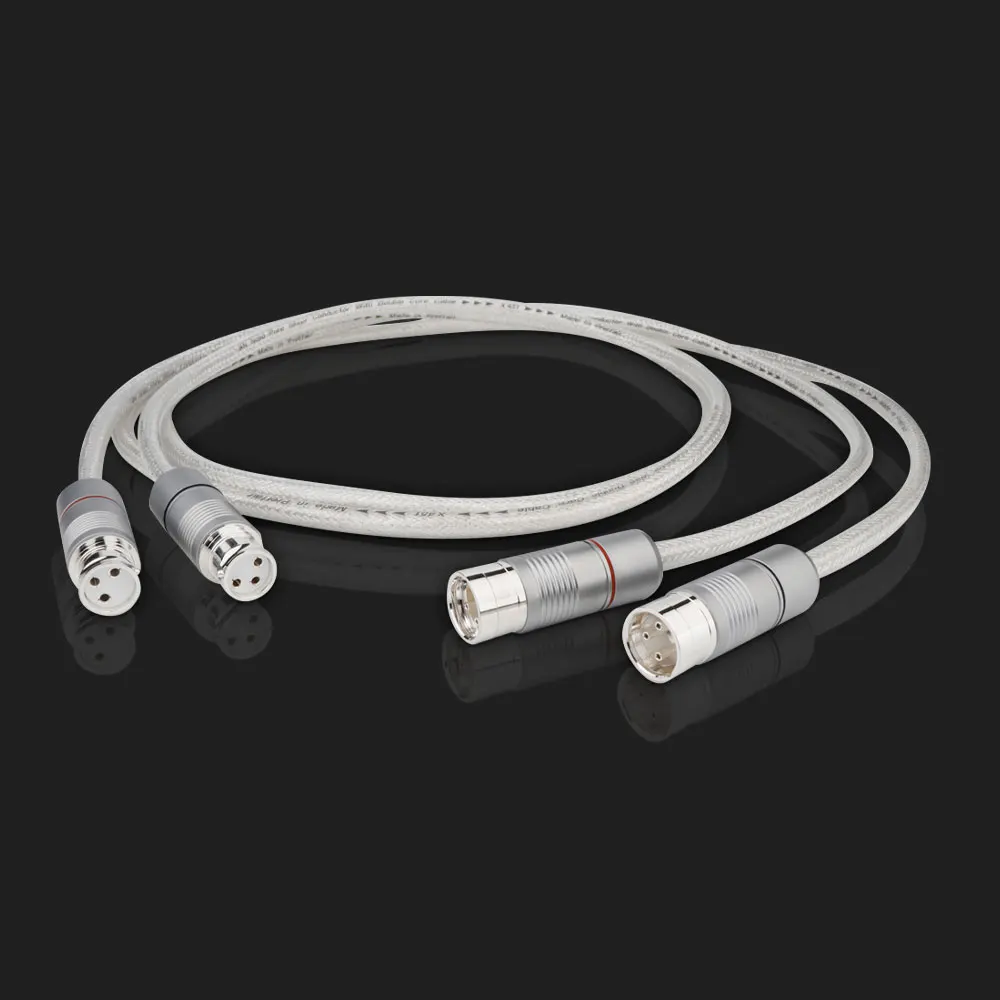 

ONE PAIR X451 99.998% Pure Silver XLR Balanced Cable HiFi Audio Interconnect Solid PSS Pure Silver Core Wire Silver-Plated Plug