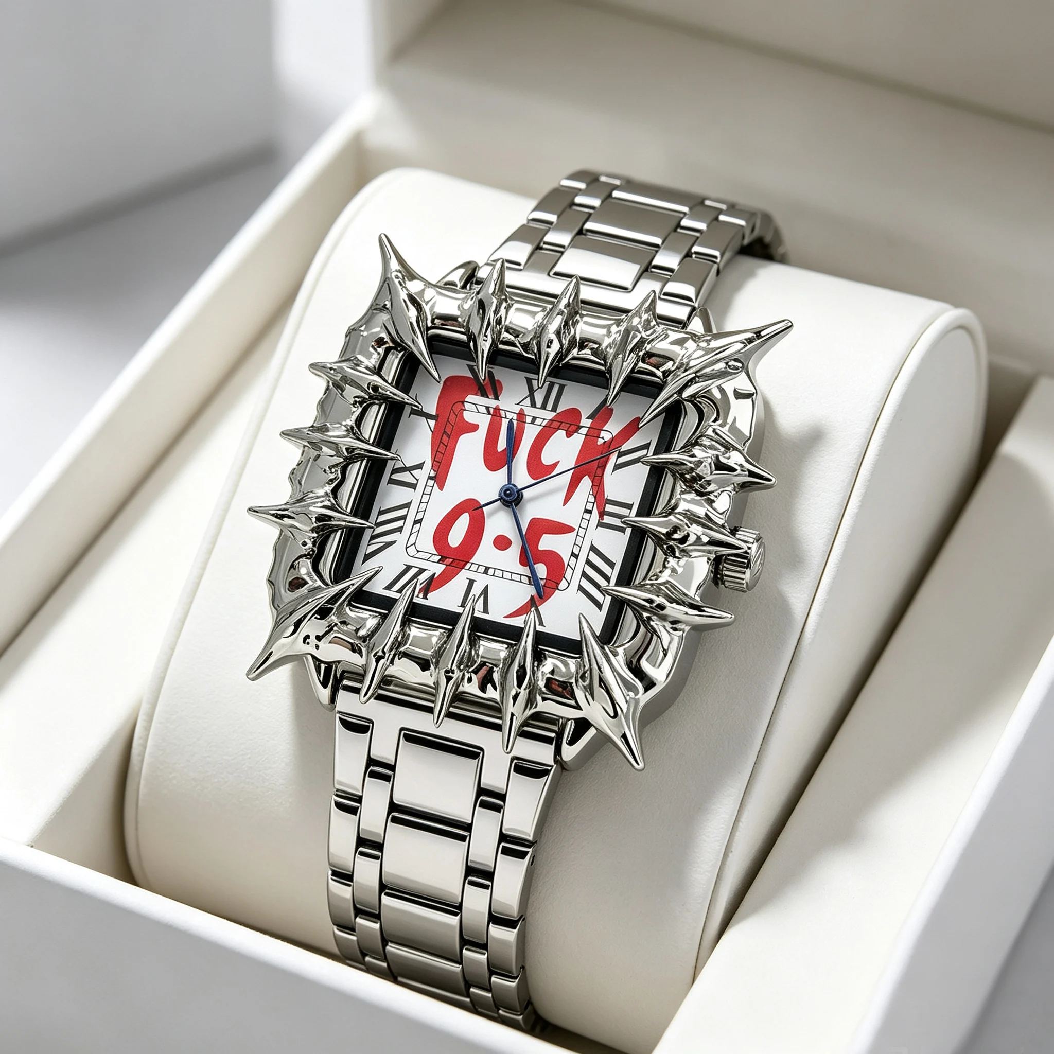 1pc Men's Quartz Watch, Handmade. The Watch Case Is Welded with an Exotic Vampire Dragon Scale Design, Featuring Both European a