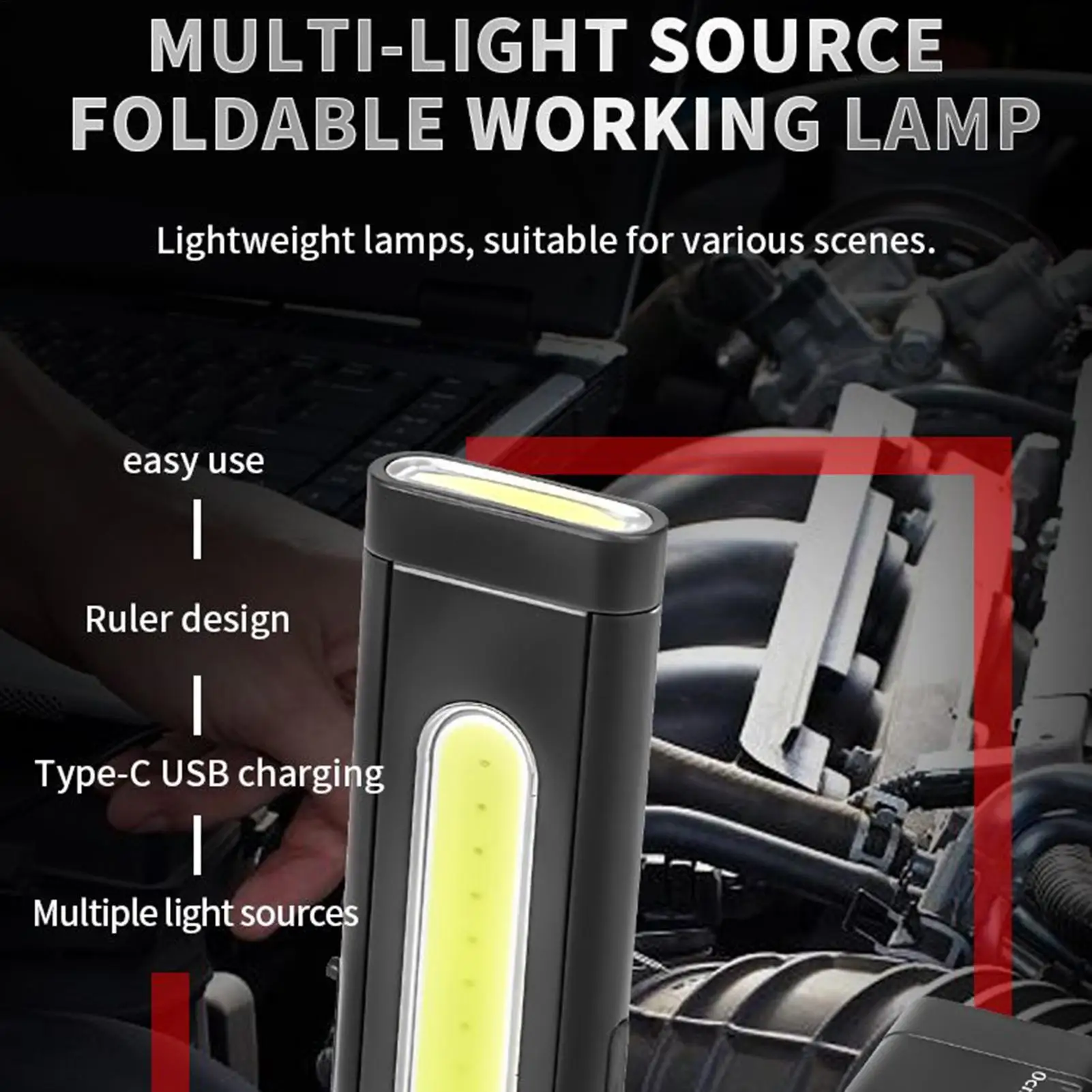 

Перезаряжаемый светодиодный фонарик, перезаряжаемый, складной, с линейкой, светодиодный фонарик, регулируемый, мощный для кемпинга, пешего туризма
