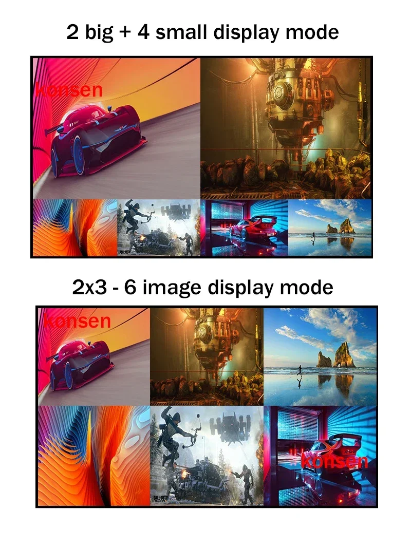 4K 9x1 HDMI متعدد المشاهد 9 في 1 خارج مفتاح سلس 9x1 HDMI رباعي متعدد المشاهد شاشة معدد مقسم مع 10 أوضاع عرض