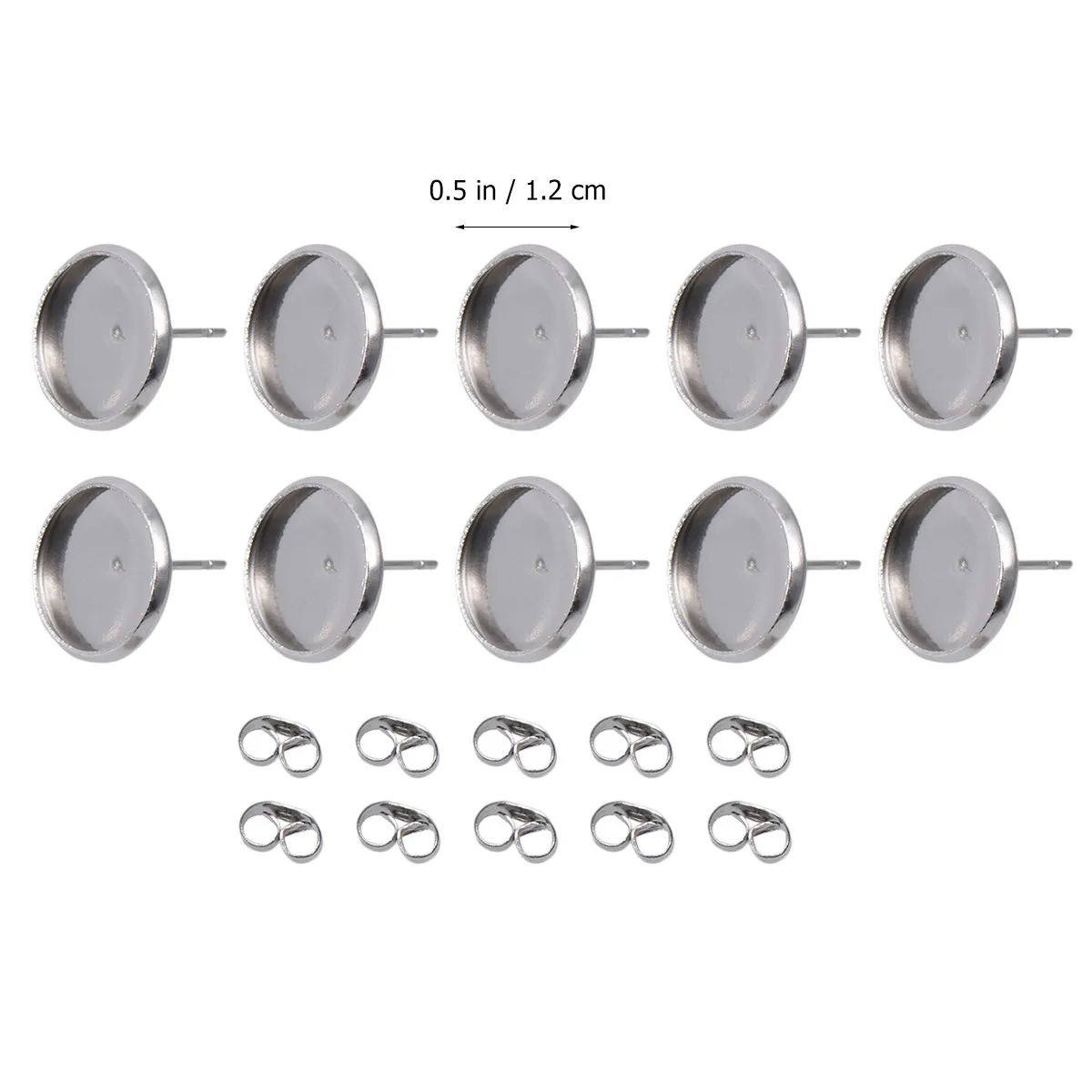 80Pcs Stainless Steel Earring Bezel Trays Round Pendant Bases for DIY Jewelry Making Photo Cameo Resin Cabochon Settings
