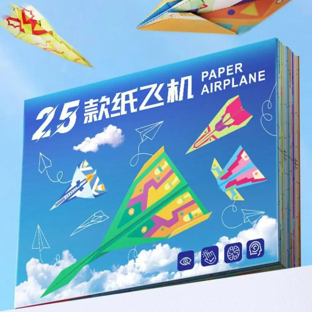 

Paper Handmade Colored Paper Set Montessori Art Learning Airplane Origami Set 3D Folding Versatile Paper Aircraft Toy