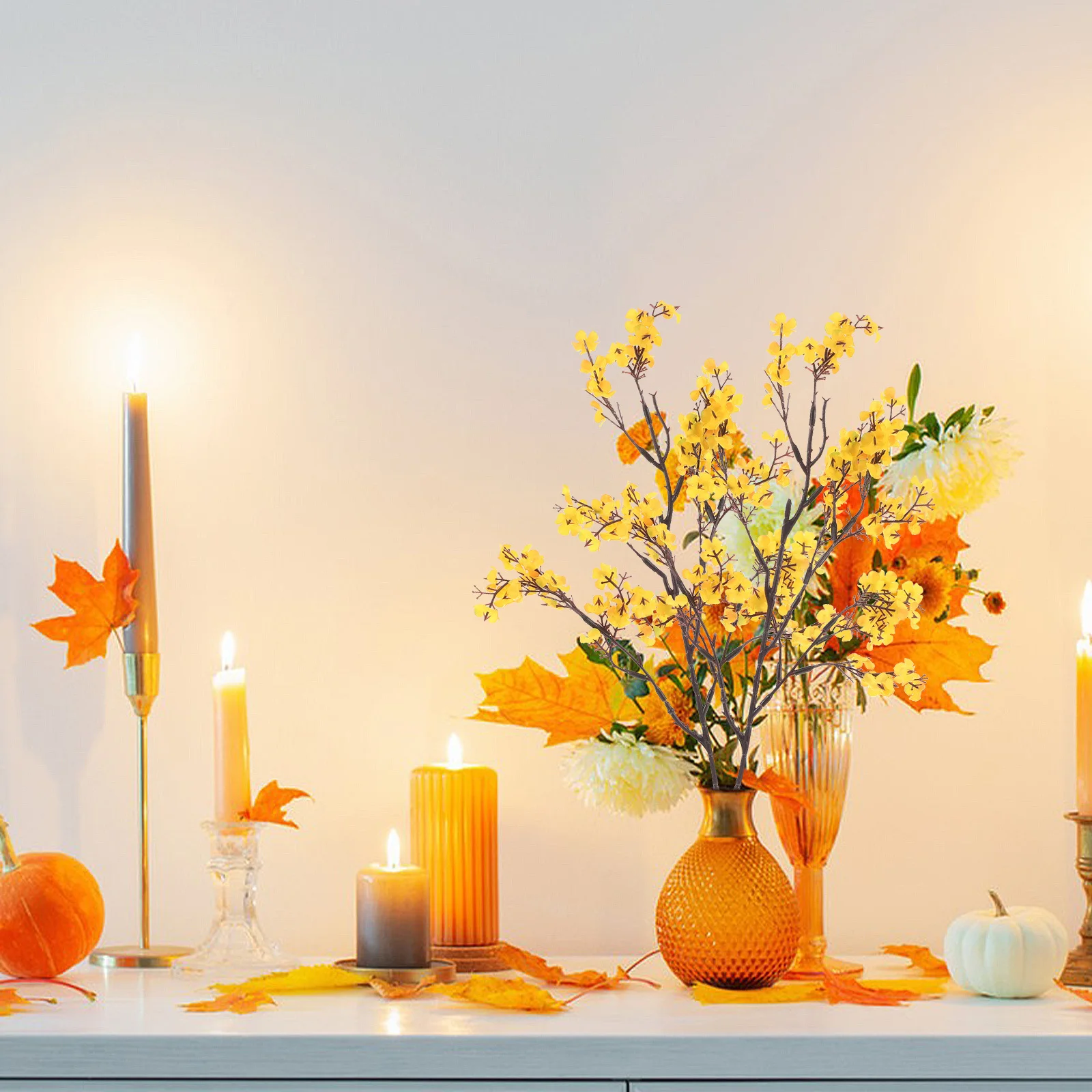 

24Pcs Fall Artificial Flowers Decorative Faux Autumn Blooms for Indoor Outdoor Use Long Stem Fake Flowers for Vase Centerpiece