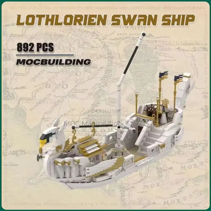 

Movie Scense Lothlorien MOC Swan Ship Building Blocks DIY Assembly Technology Bricks Castle Model Collection Toys Xmas Gifts