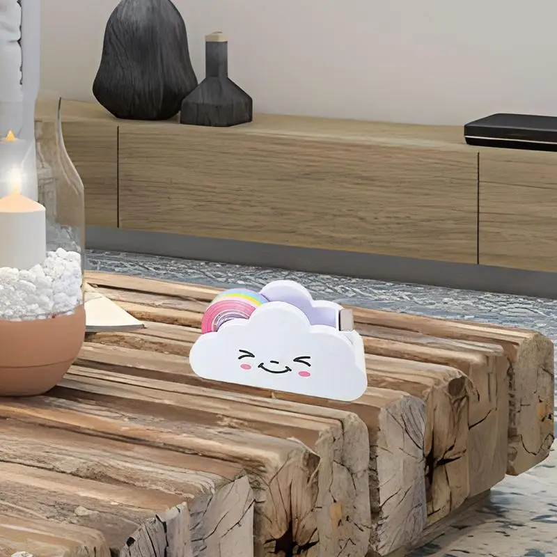 Tape Dispenser Cloud Shaped Tape Holder Delicate Tape Cutter With Rainbow Tape For Closing Boxes Wrapping Gifts Pasting Notes