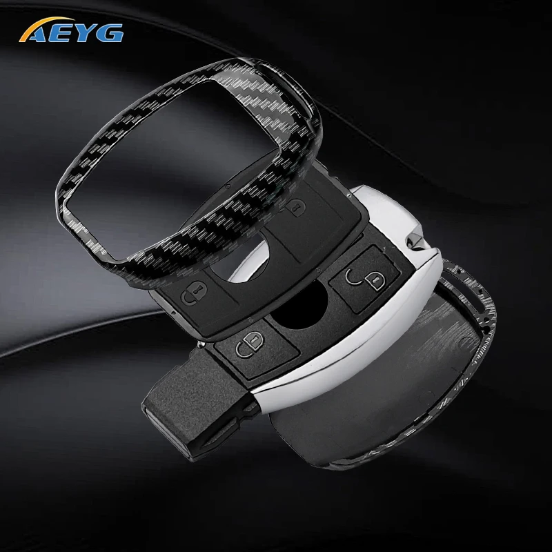 2 3 أزرار ألياف الكربون حافظة مفاتيح السيارة غطاء فوب لمرسيدس بنز A B C E الفئة GLS GLA GLK GLC CLS CLA W204 W205 W212 W463 W17 #6