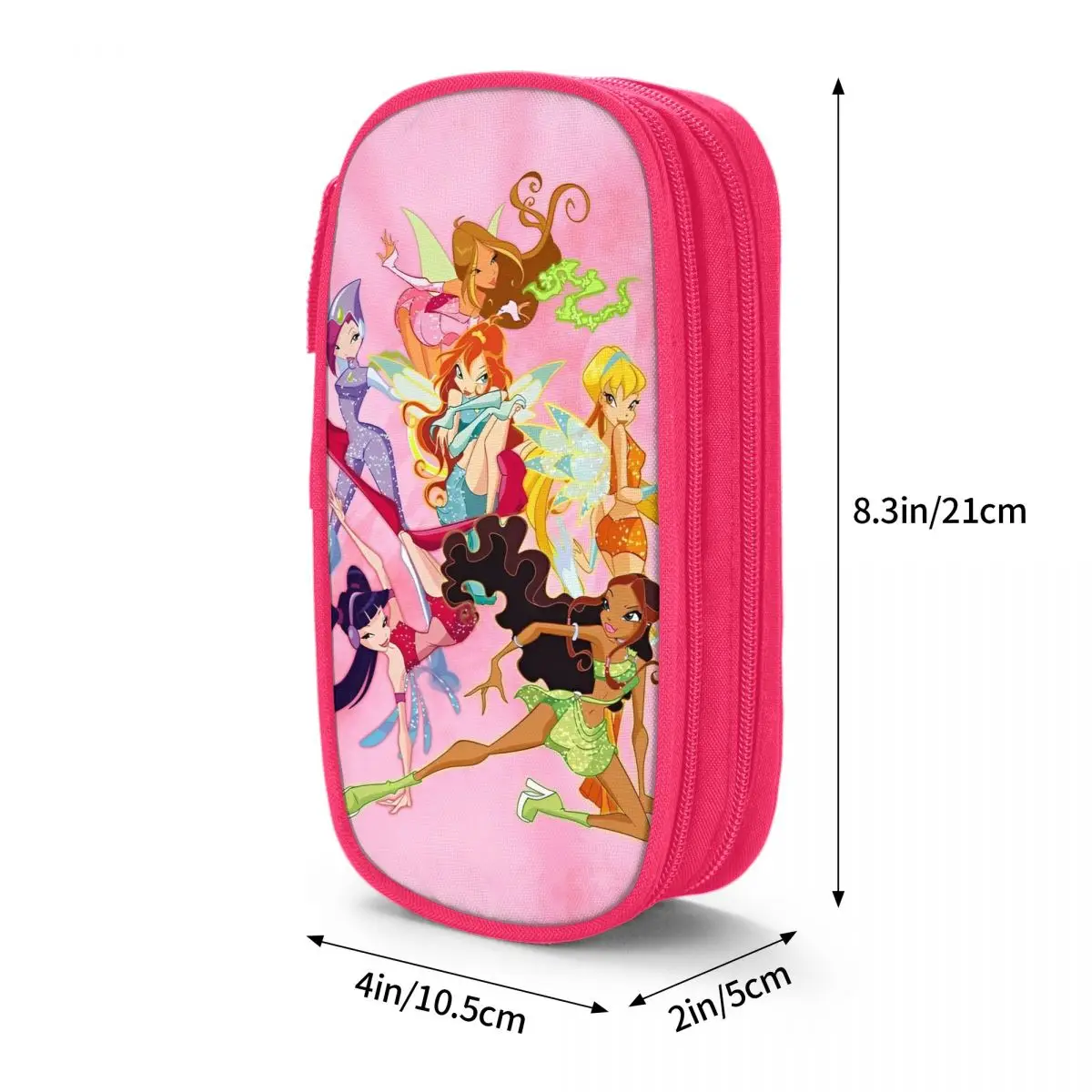 W-Winx Clubs Cartoon Pencil Case Boy Girl Aesthetic Pencil Pouch Printed School Pencil Cases Stationery Birthday Gift