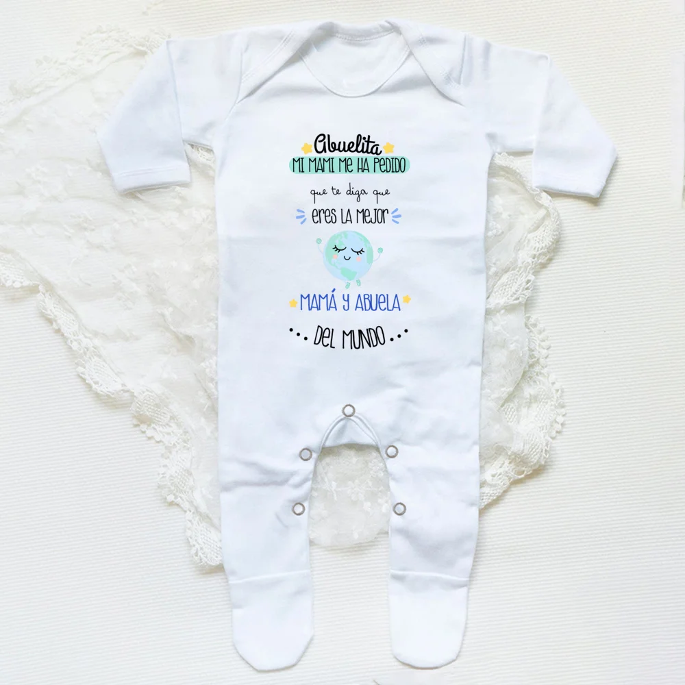 Spain Mother\'s Day Pattern Print Babys Sleepsuit Lovely Long Sleeve Newborn Romper Round Neck  Infant Jumpsuit Mothers Day Gift