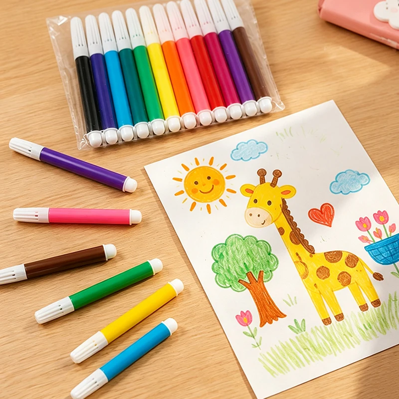 1/2/5 Pack 12-Color Mini Marker Pens – Colorful for Journaling, Note Taking, Adult Coloring, Planner & Office Desk Supplies TMZ