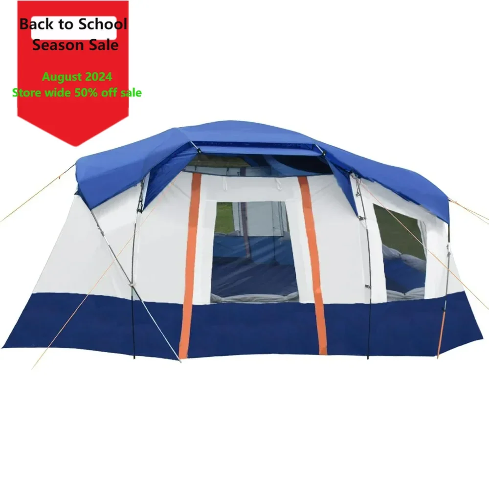 

10 Person Tent, Camping Tents, Skylight, Removable Rainfly, Waterproof, Portable, 4 Mesh Windows, Projection Screen for Camping.