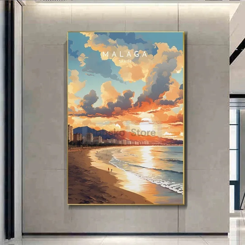 اسبانيا السفر المشارك برشلونة ملقة إيبيزا روندا لانزاروت المائية يطبع حائط لوح رسم الفن صور ديكور غرفة المنزل #4