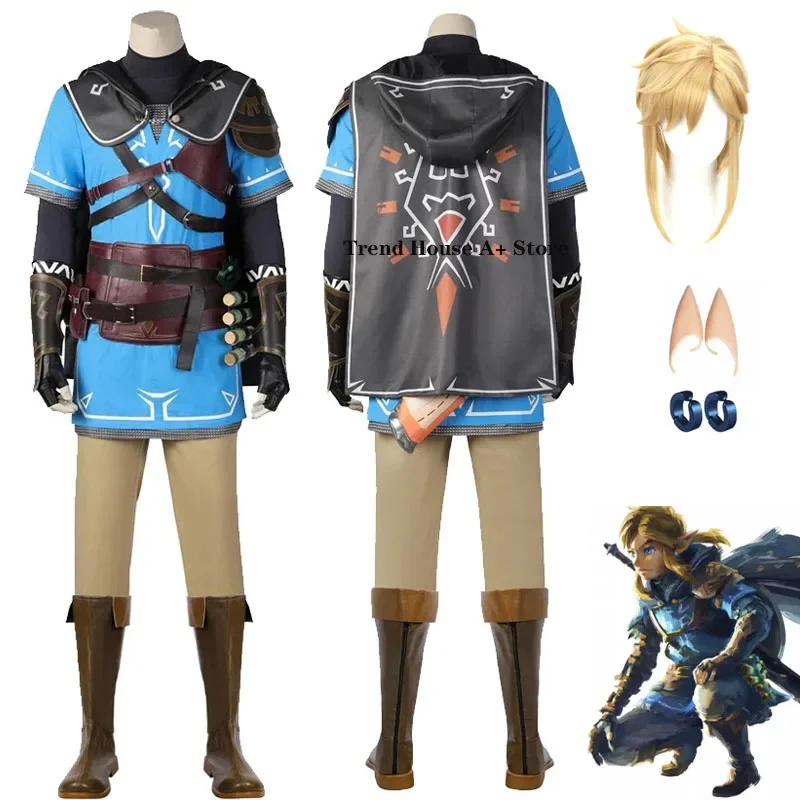 Zelda Tranen Van Het Koninkrijk Kostuum Voor Mannen En Jongen Cosplay Kleding Met Cape, Tees, Broek, Accessoires Voor Halloween, Carnaval