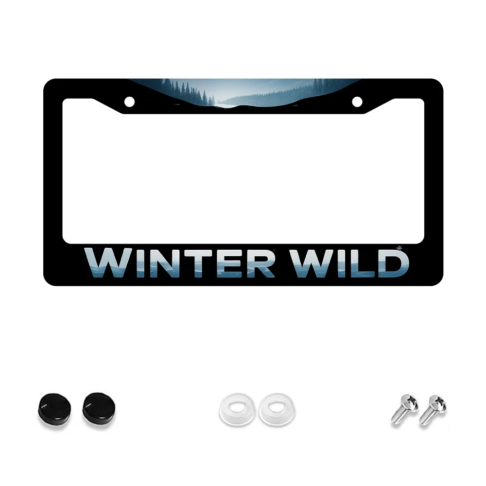 

1 шт. Черная зимняя рамка номерного знака с диким узором и 2 отверстиями, алюминиевый материал, 6x12 дюймов, с набором винтов, ретро-новинка для автомобиля