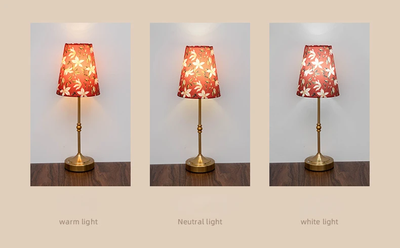 LED Charging Table Lamps Fabric Embossed Lampshade Night Light