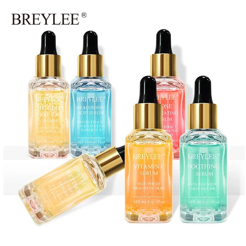 Sérum Facial BREYLEE com Retinol e Vitamina C, Essência Iluminadora, Ácido Hialurônico, Creme Hidratante Anti-Envelhecimento, Cuidado para a Pele 17ml
