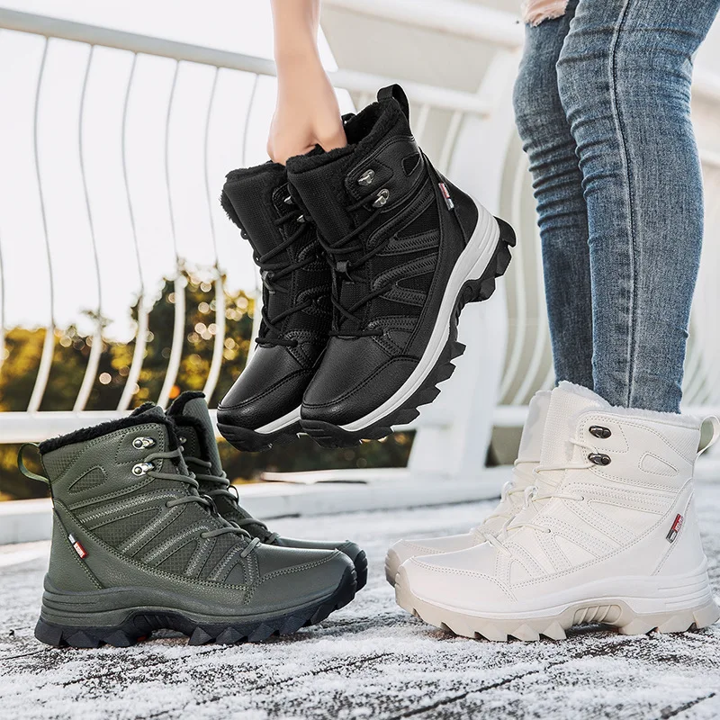 XG 2025 Winter Snow Boots for Men Plush Lining Outdoor Sport Shoes Women Waterproof Anti-Slip Trekking Hiking Shoes size 36-45