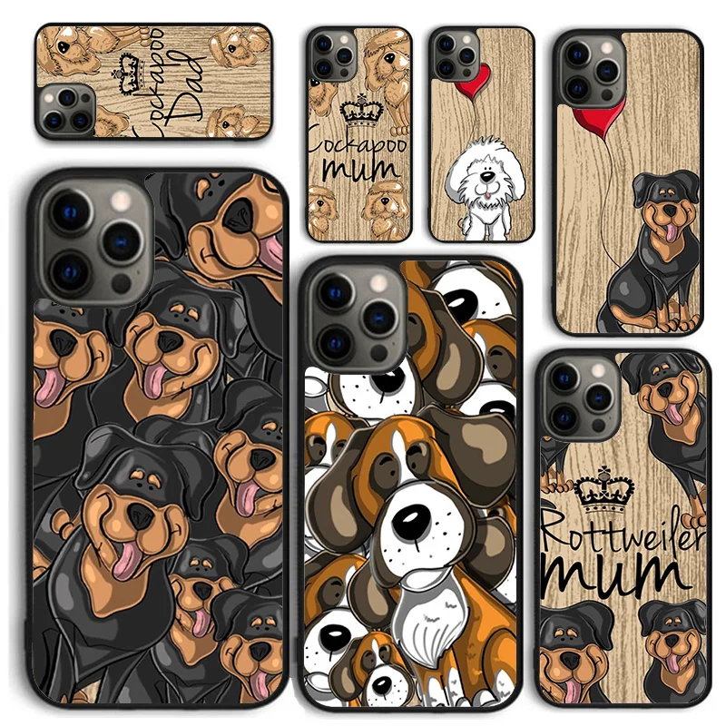 Rottweiler mum Cockapoo Boxer dog cartoon love heart puppy Phone Case for iPhone 16 15 14 12 13 mini PLUS XS XR 11 PRO MAX SE