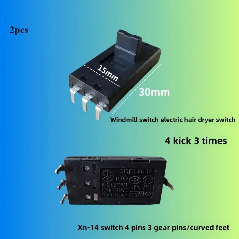 

1 шт. XN-14 для PHILIPS переключатель для фена 4 фута циферблат 3 раза 4 фута 3 шестерни штифт/изогнутая ножка