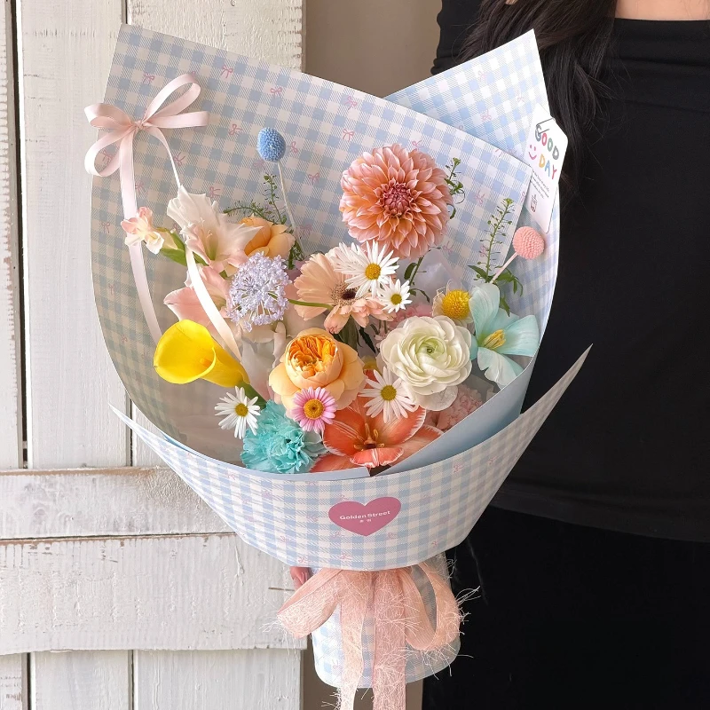 꽃 포장지 체크무늬 패턴 포장지 꽃집 꽃 DIY 장식  - Wedding Supply Shops 리뷰 및 가격