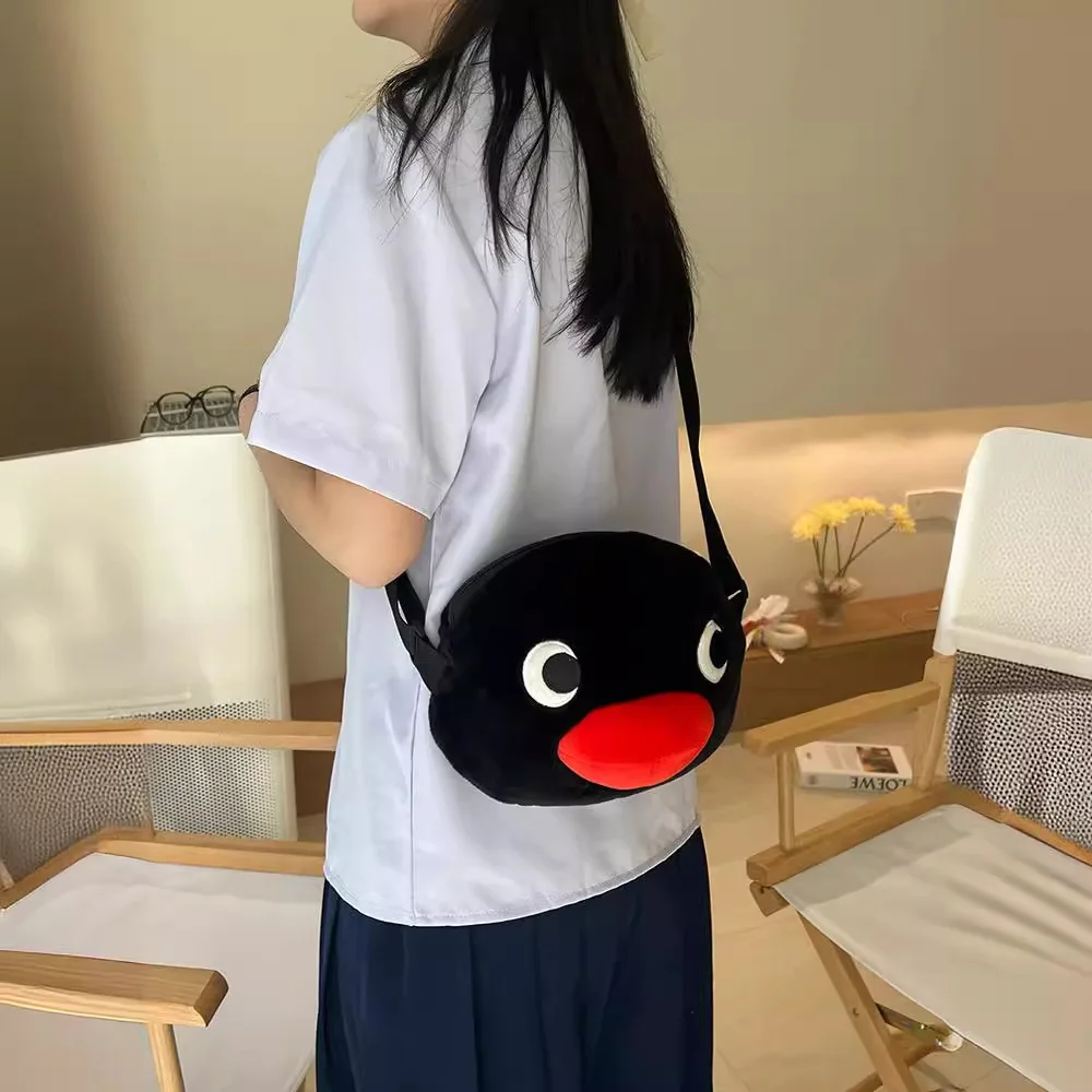 Sac à dos en peluche pingouin mignon, jouet de dessin animé, poupée d'animal en peluche doux, sac à bandoulière, sac messager cadeau
