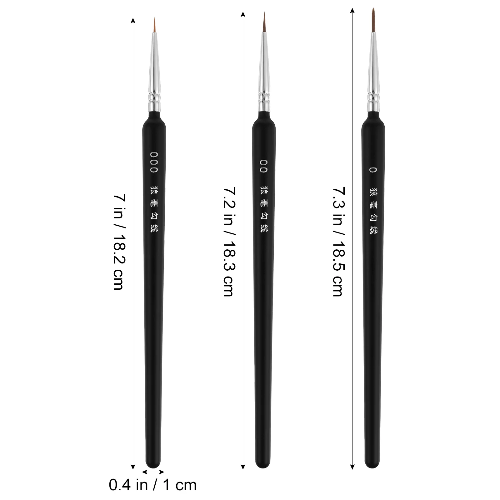 Kit Miniature Paint Brushes para Crianças, Tiny Paint for Nails, Painting Brushes Details, Ferramenta de madeira, criança, 3 pcs