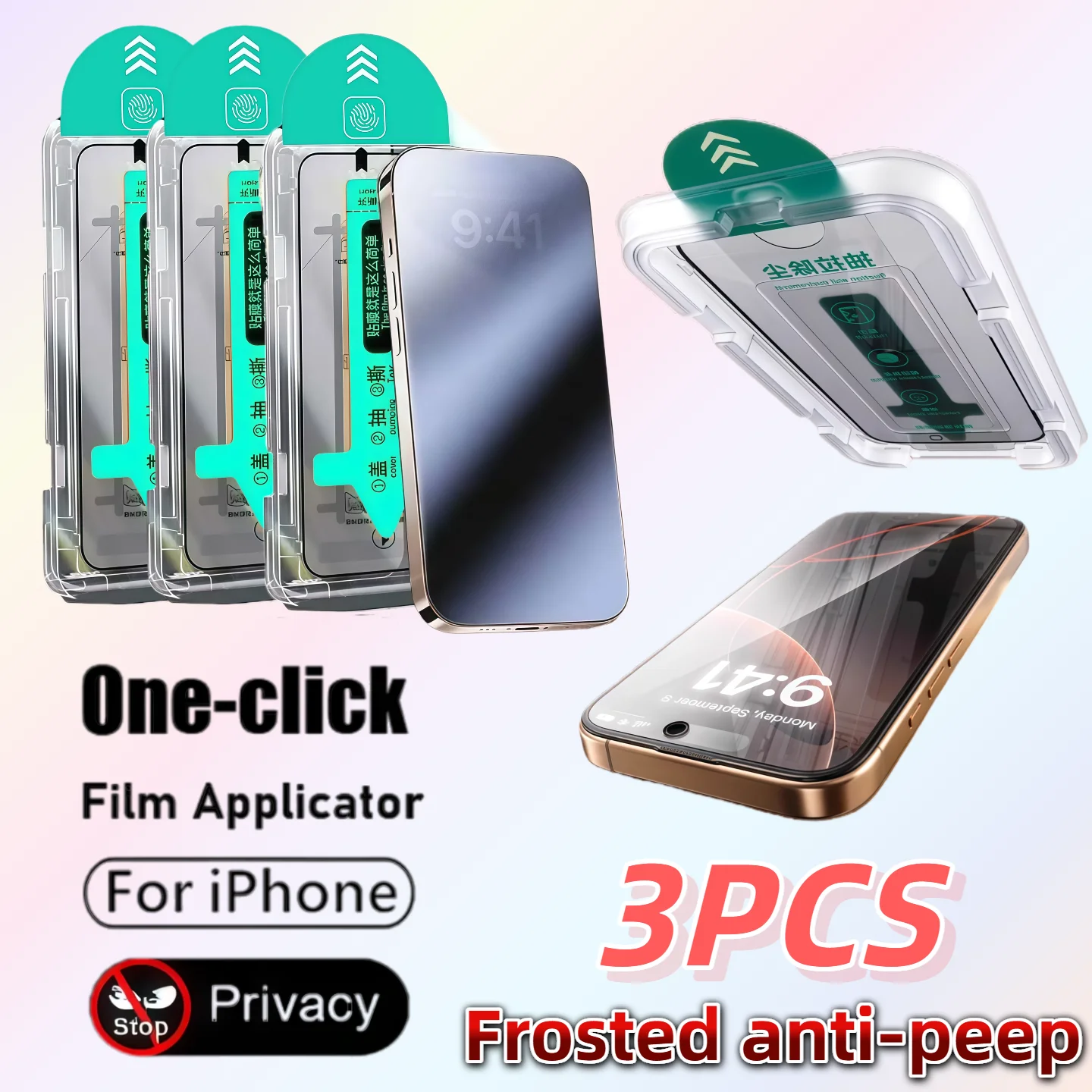 

3-pack Matte Privacy Tempered Glass Screen Protector with 9H Hardness for Apple Air/17/16/15/14/13/12/11/X/XS/XR/XS Max Series