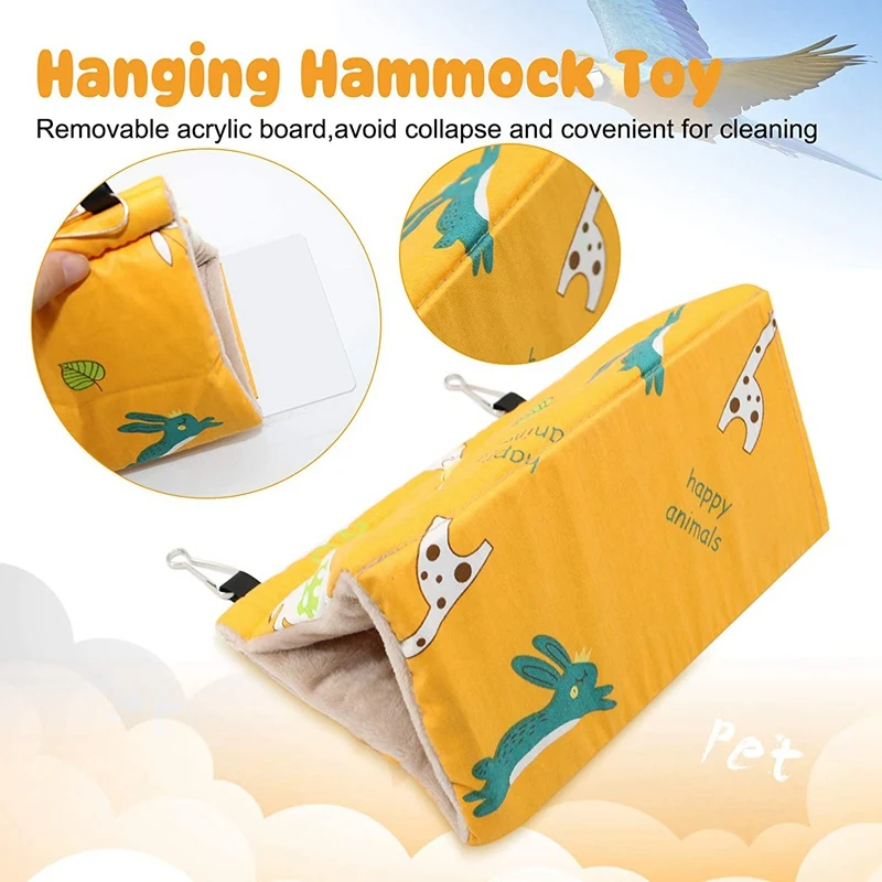 Winter Warm Bird Nest House - Hanging Hammock Velvet Shed Hut Cage Plush  Birds Hideaway Sleeping Bed Fuzzy