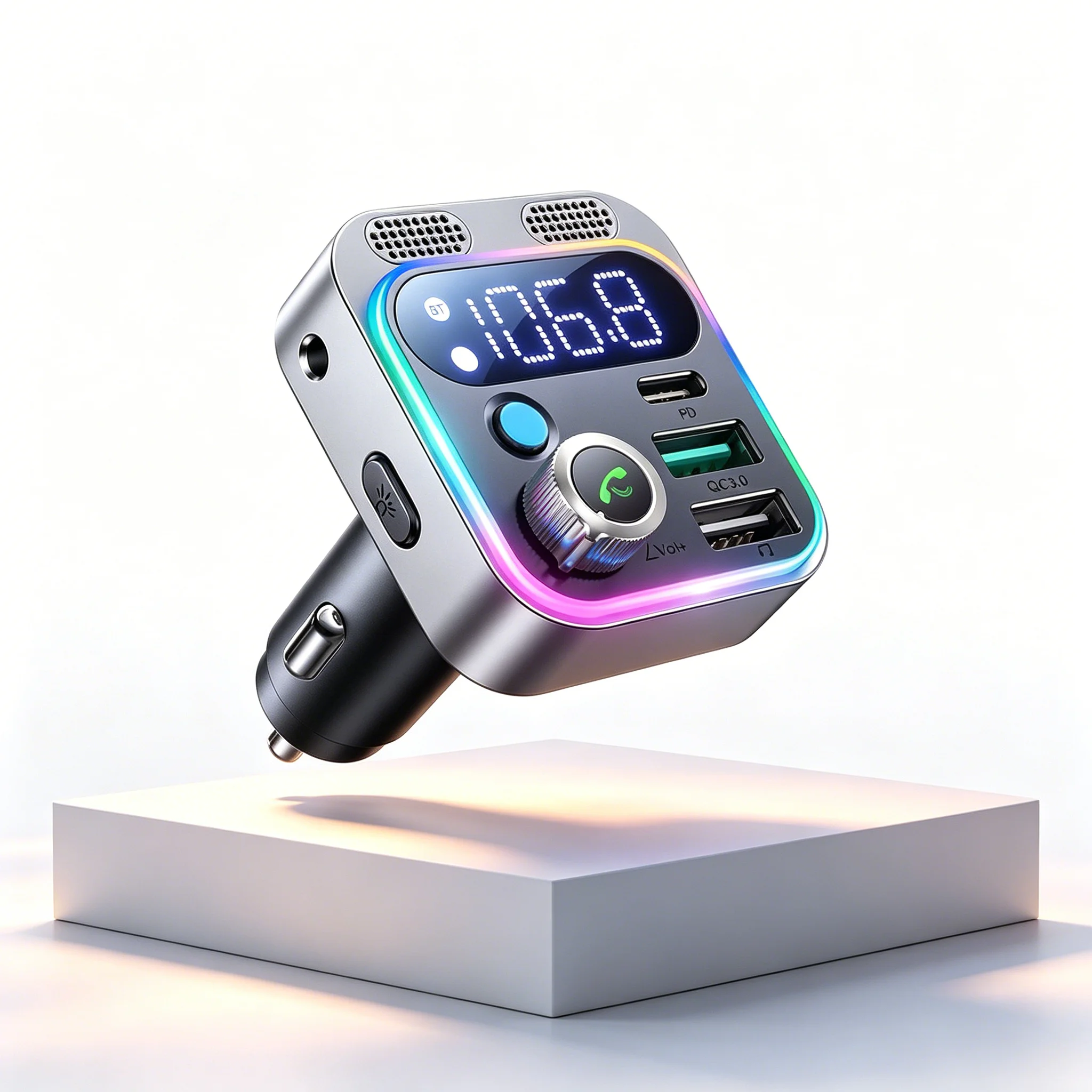 Car Bluetooth FM Adapter 48W Fast Charging PD QC3.0 Hands-Free Calling, Dual Mic Noise Reduction  Adapter ﻿Accessories