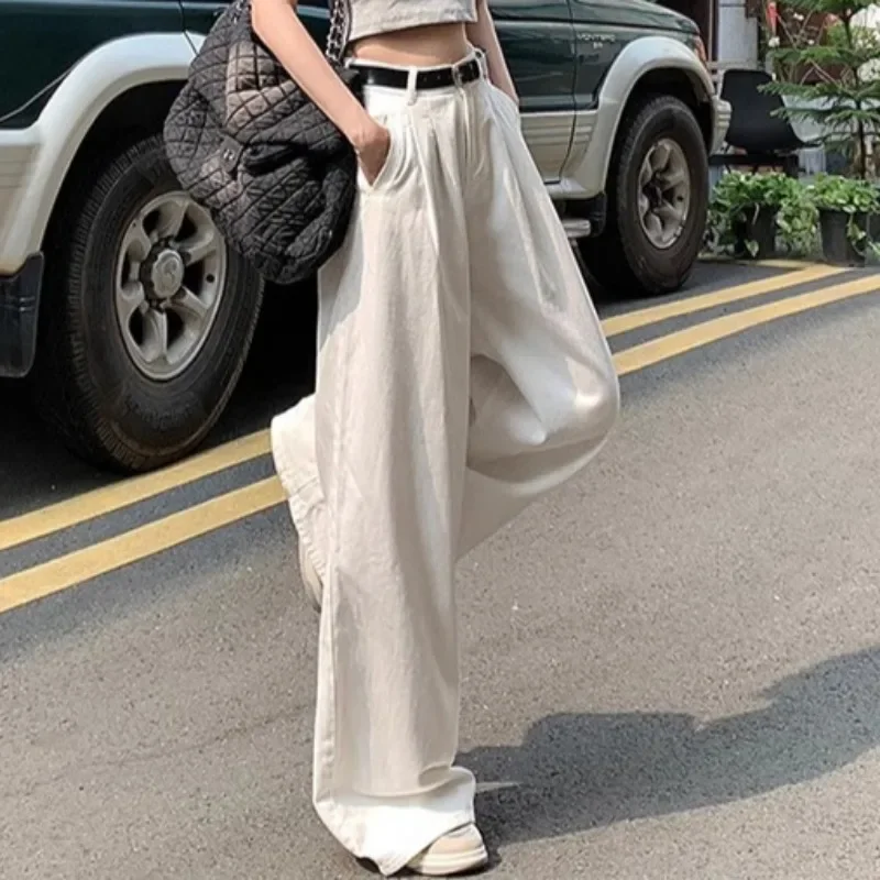 Loose Jeans for Women High Waist Spring Autumn Korean Style Ins Retro College Girls Cool Girls Washed Minimalist Pockets Popular