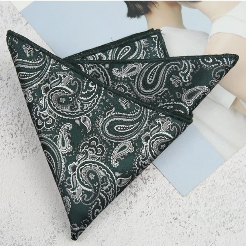 Sapu Tangan Pria Warna Solid Sapu Tangan Paisley Titik Kotak-kotak Handuk Dada Persegi Saku Bisnis 23*23CM