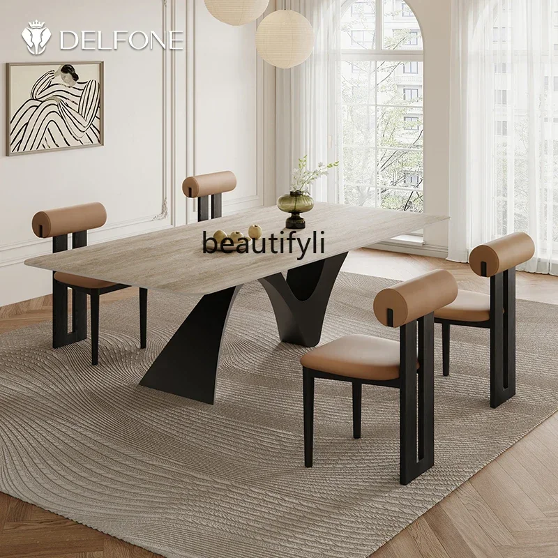 Q181 lSlate dining table French antique household rectangular dining table light luxury dining table and chairs