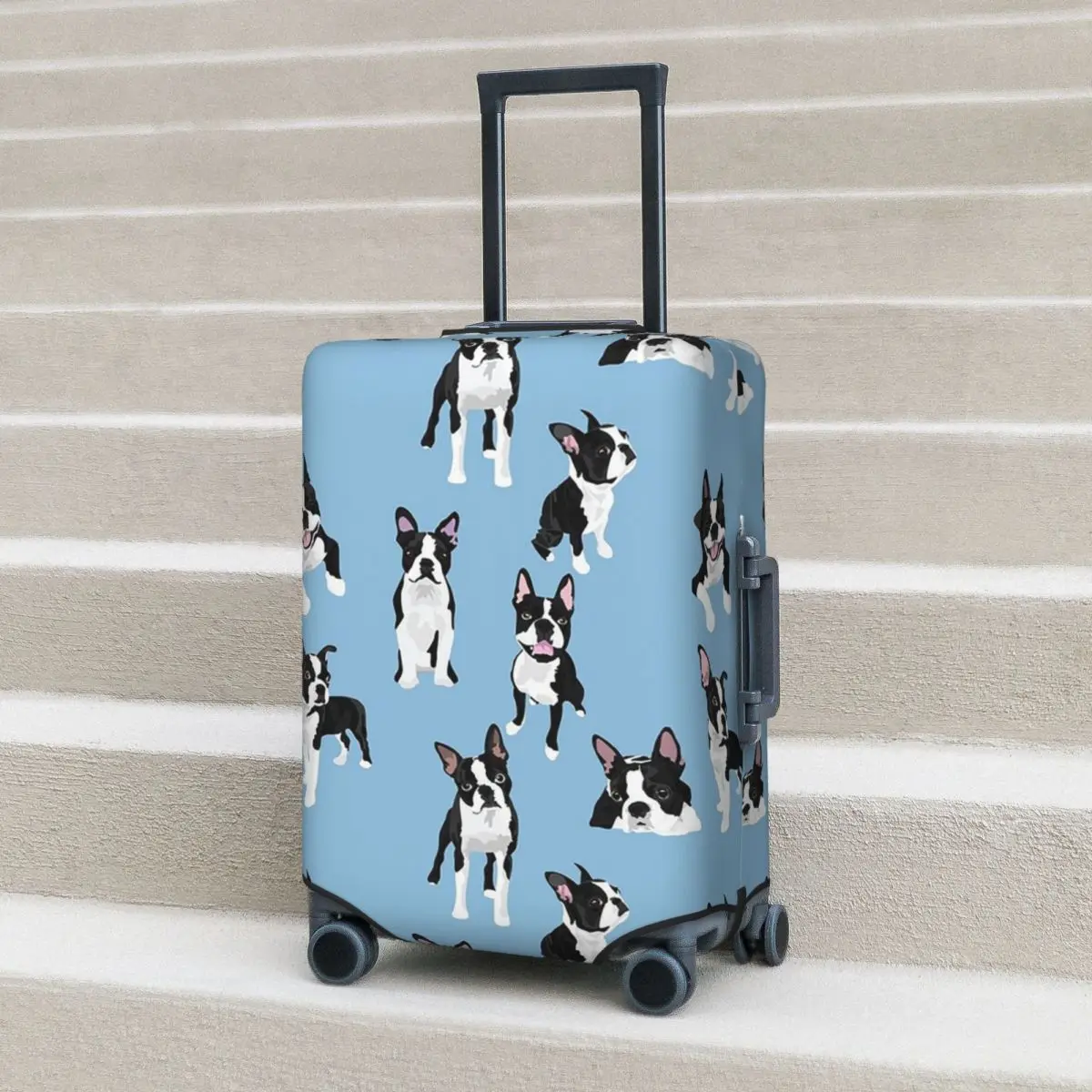 

Boston Terrier Cute Dog (4) Suitcase Cover Protection Elastic Travel Luggage Protector Covers for 18-32 Inch