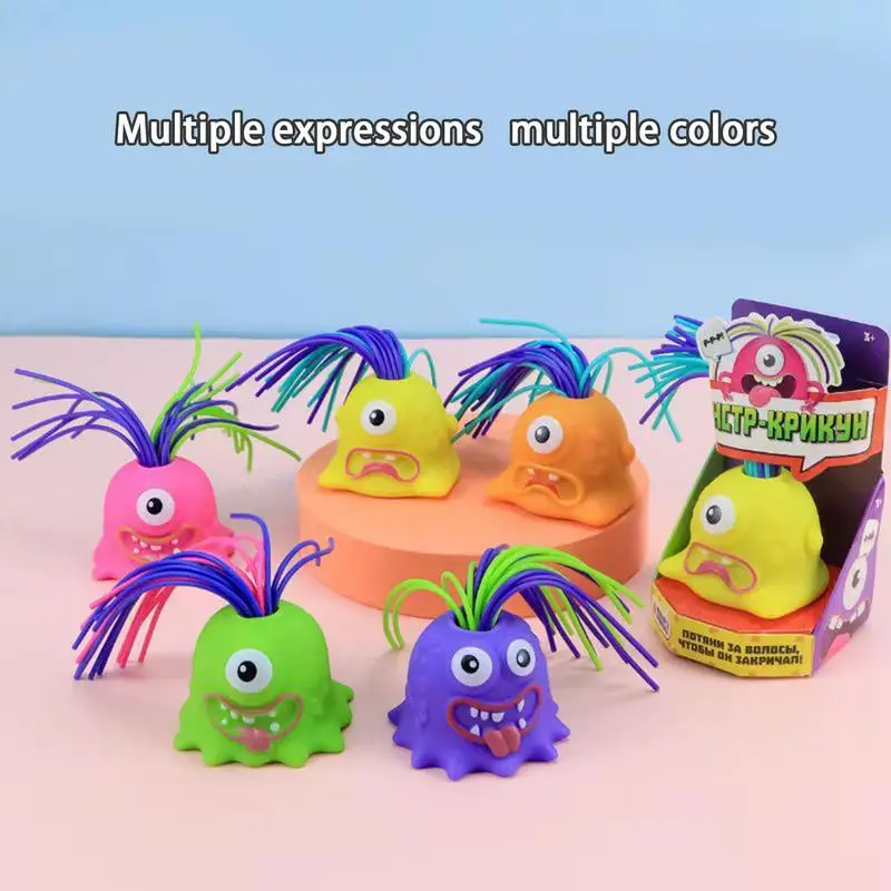 Halloween Screaming Toy Screaming Pull Its Hair Educational Puzzle Little Animal Pulls Hair Screams Fun Vent Toy New Unique