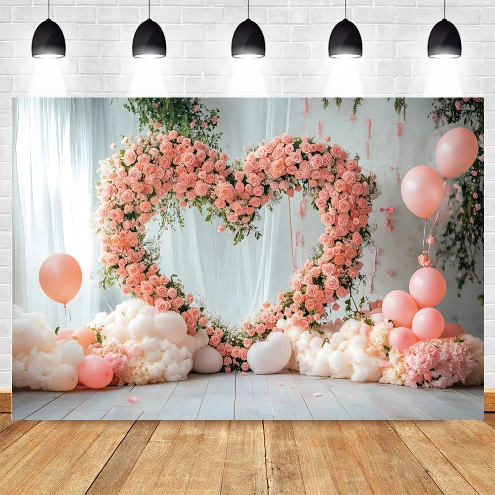 Valentinstag Rose Blumenbogen Liebe Herz Hintergrund Romantisch 14. Februar Party Dekoration Hochzeit Fotografie Hintergrund Banner