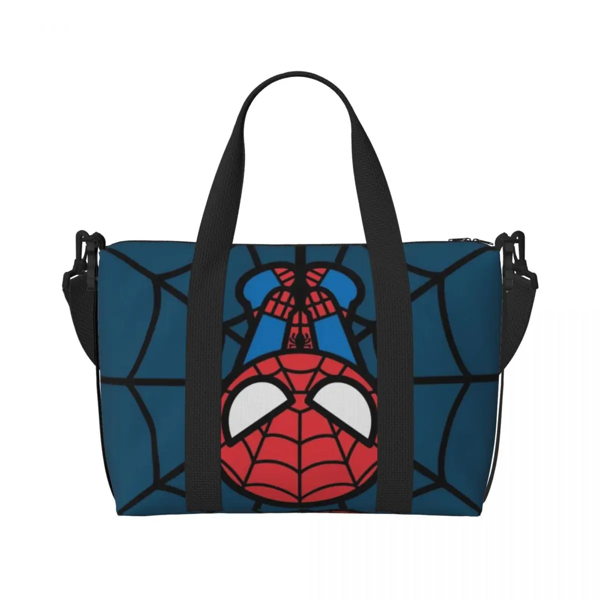 Custom Large Kawaii Spider Man Hanging Upside Down Tote Bag Women Spiderman Shoulder Shopper Beach Gym Travel Bag