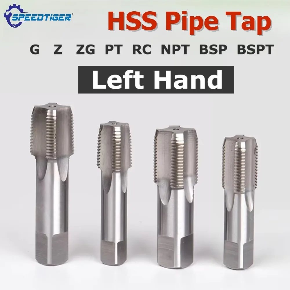 HSS Pipe Tap Left Tooth 1/16 1/8 1/4 3/8 1/2 3/4  1.1/4 1.1/2 1inch 2inch Metric Screw Tap Thread Tool G ZG Z RC NPT PT BSP BSPT