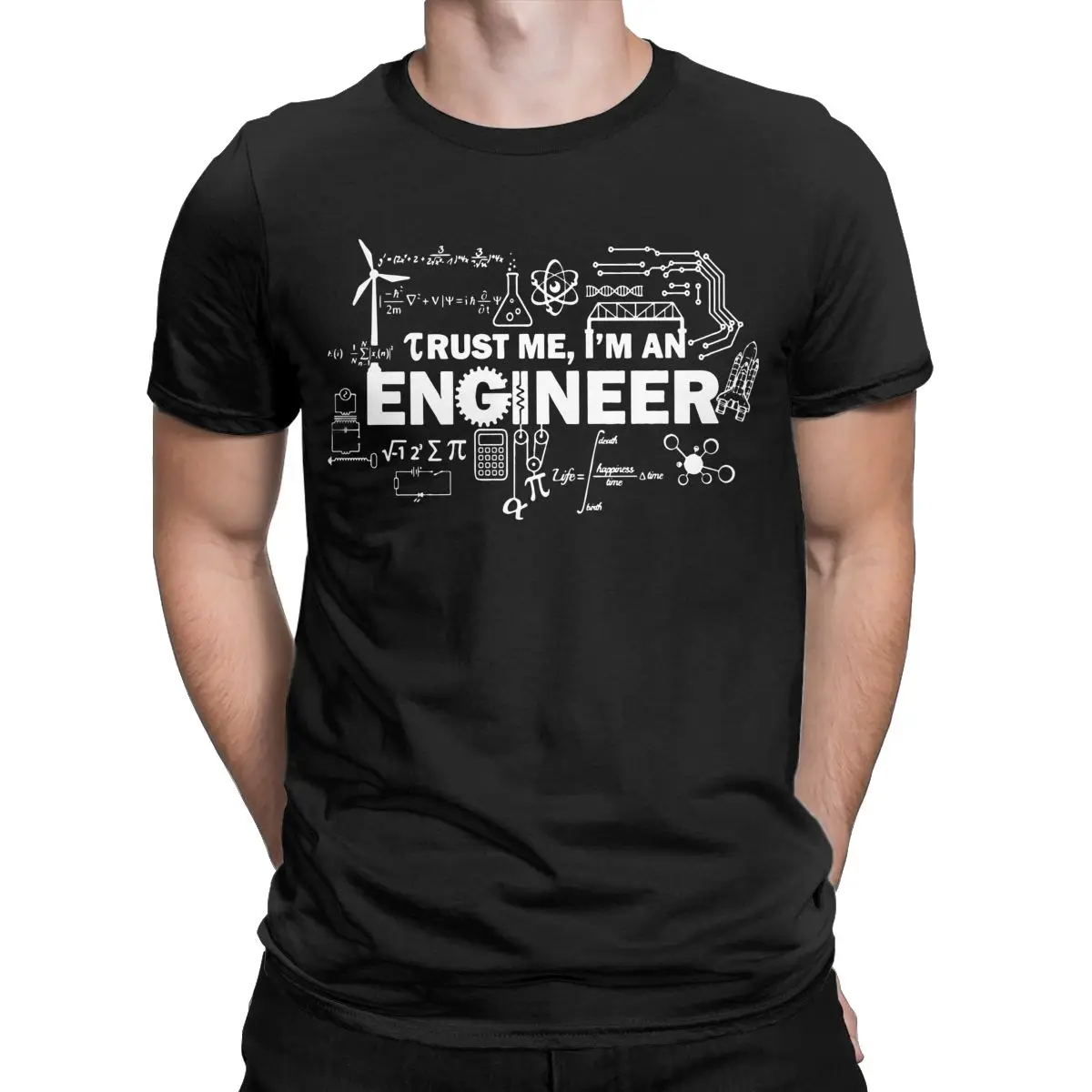 Trust Me I\'m AN Engineer T-Shirts Men Geek Nerd Science  Cotton Tee Shirt Round Collar Short Sleeve T Shirt Printed Clothing