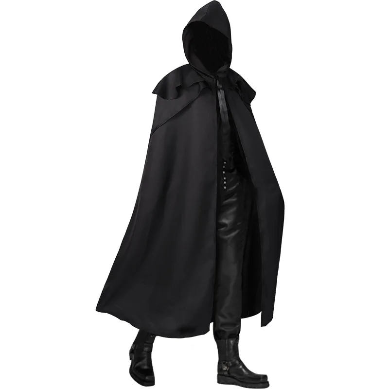 Gothic Hooded Cloak Adult Elf Men Long Halloween Purim Carnival Cloaks Capes Robe Larp Women Men Vampires Grim Reaper Party 2022